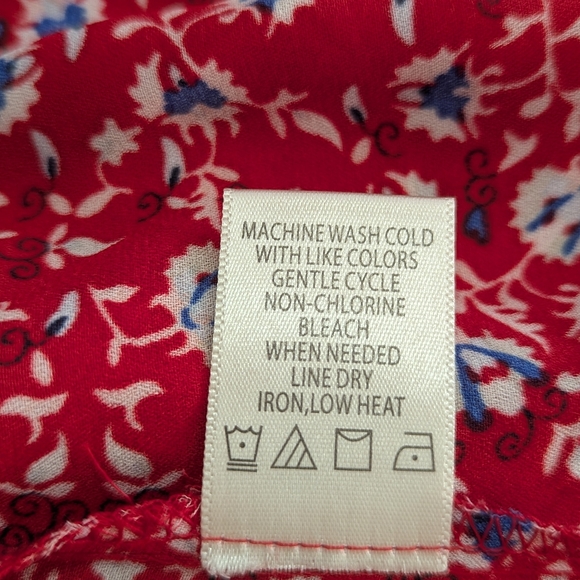 Max Studio high low cherry red blue white floral skirt size XL - NWT - Picture 7 of 8